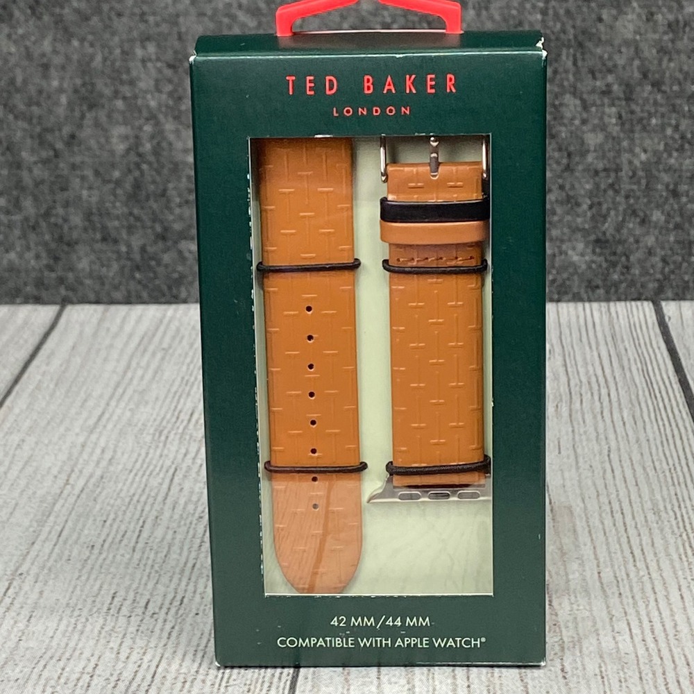 Ted Baker London Apple‎ Watch Band 42mm 44mm Brown Embossed Leather Strap